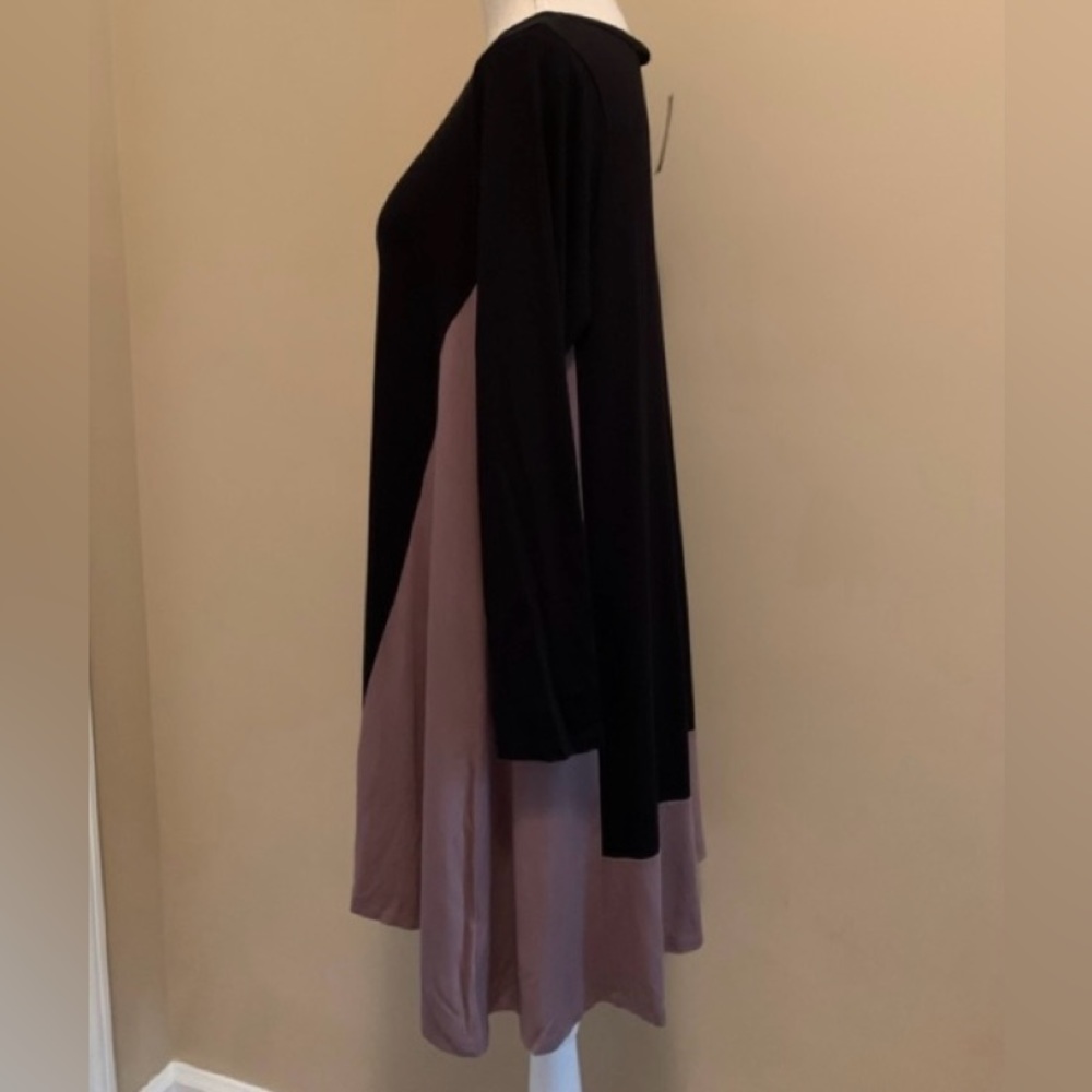 Black and Mocha Color Block Tunic Blouse Top - Picture 7 of 11